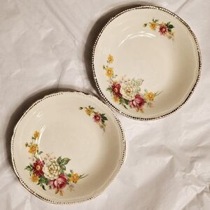 Vintage Royal Swan Tea Saucers - Mini Bowls - Set of 2 - Floral, 22KT. Gold Trim